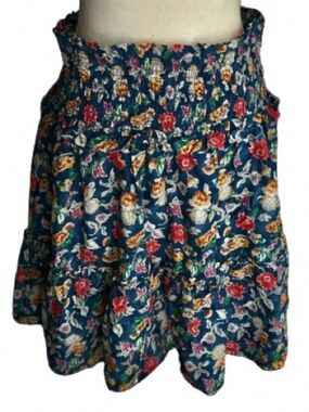 100% Cotton Ralph Lauren Floral Boho Cottage Skirt Tiered Medium Large Tiered